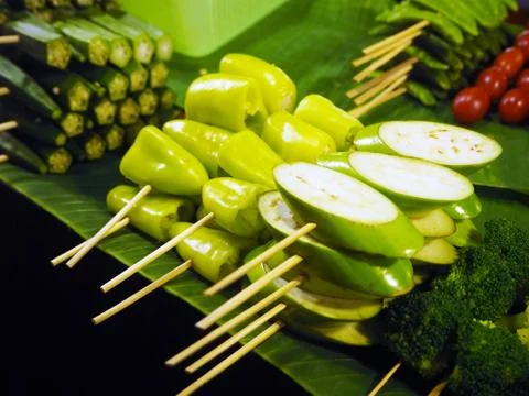 Assorted Vegetable Skewers Stock-Fotos
