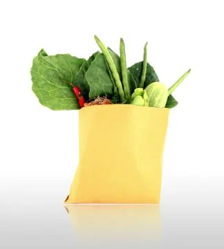 Assorted vegetables in brown bag Stock Illustration