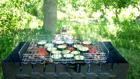 Assorted vegetables on the grill. Close-up. Stock Footage 240131005