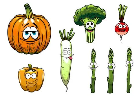 Assorted vegetables with happy face Stock Illustration