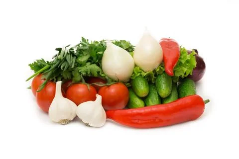 Assorted vegetables isolated on white background Foto stock
