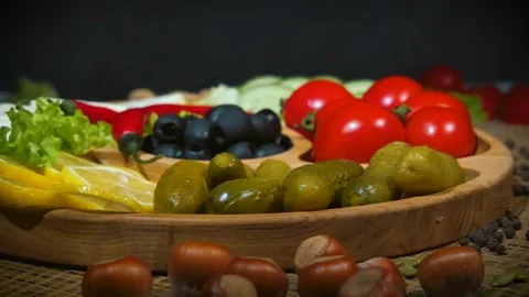 Assorted vegetables on the menagerie Stock Footage 259410999