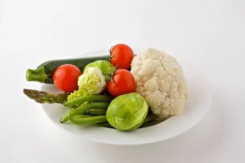 Assorted vegetables on plate Stock Photos