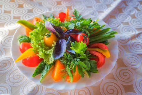 Assorted vegetables on a plate Stock Photos