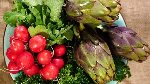 Assorted vegetables rotating view Stock Footage 73928190
