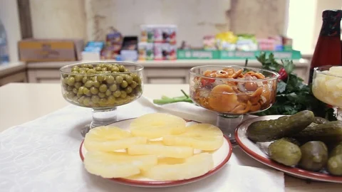Assorted vegetables on the table Stock Footage 128822324