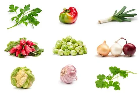 Assorted vegetables on a white background Stock Photos