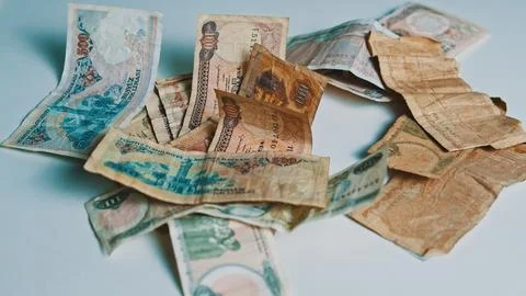 Assorted Vintage Banknotes Top View Stock Photos