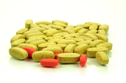 Assorted vitamin pills Stock Photos