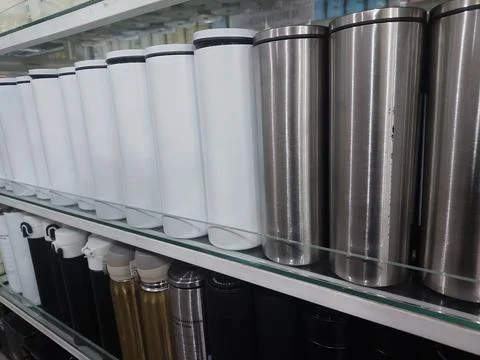 Assorted Water Bottles on Display in a Store Stock Photos