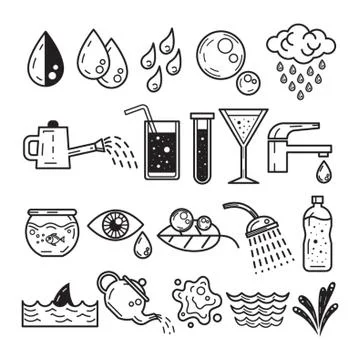 Assorted Water Icons Set Stock Illustration