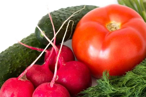 Assorted whole vegetables isolated on white background close up Stock Photos