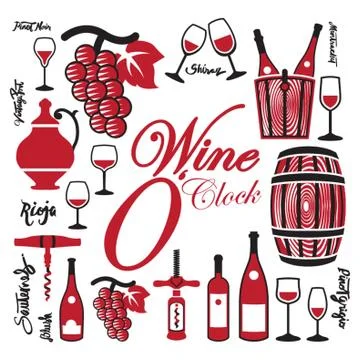 Assorted Wine Collection Stock Illustration
