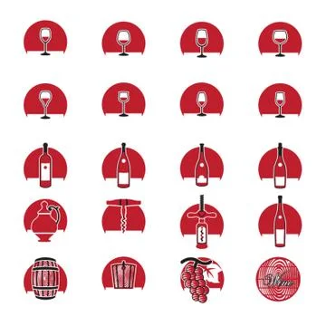 Assorted Wine Icons Stock Illustration