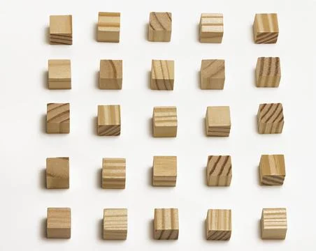 Assorted Wooden Blocks Cubes Squares on white background Stock Photos