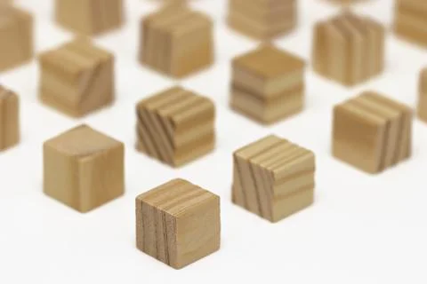Assorted Wooden Blocks Cubes Squares on white background Stock Photos