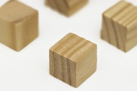 Assorted Wooden Blocks Cubes Squares on white background Stock Photos