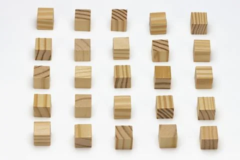 Assorted Wooden Blocks Cubes Squares on white background Stock Photos