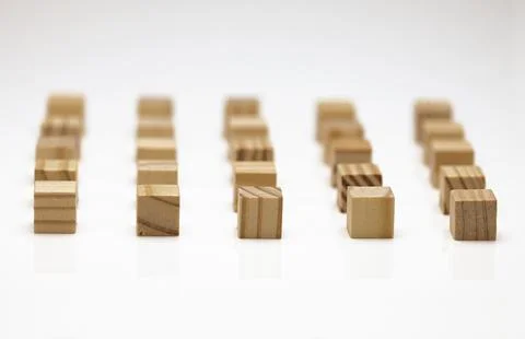 Assorted Wooden Blocks Cubes Squares on white background Stock Photos