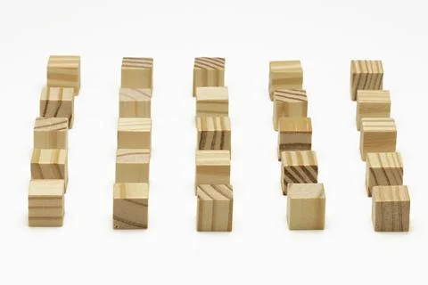 Assorted Wooden Blocks Cubes Squares on white background Stock Photos