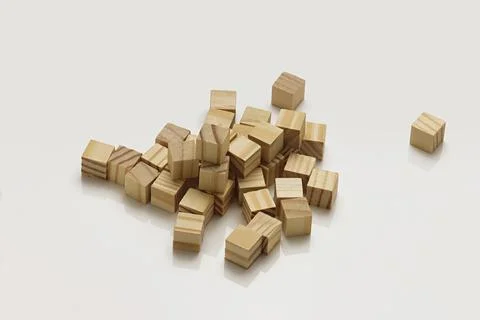 Assorted Wooden Blocks Cubes Squares on white background Stock Photos