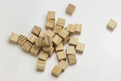 Assorted Wooden Blocks Cubes Squares on white background Stock Photos