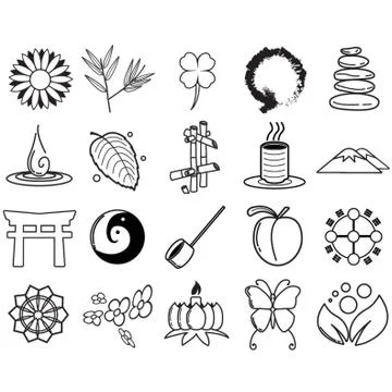Assorted Zen Icon Set Stock Illustration