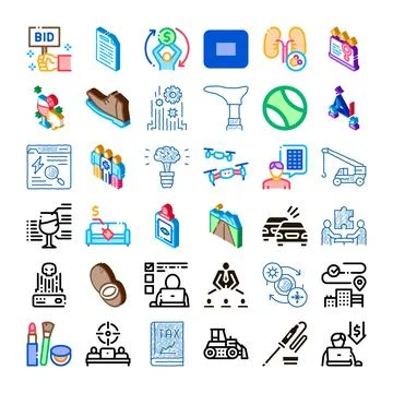 Assortment of abstract business and technology icons Stock Illustration