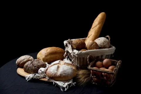 Assortment of baked bread Stock Photos