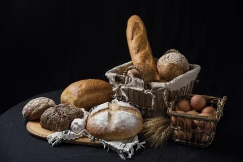 Assortment of baked bread Stock Photos