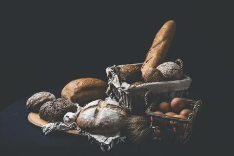 Assortment of baked bread Stock Photos
