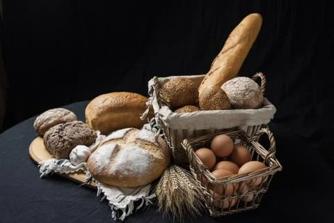 Assortment of baked bread Stock Photos