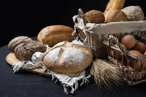 Assortment of baked bread Stock Photos