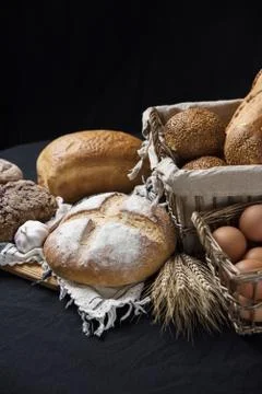 Assortment of baked bread Stock Photos