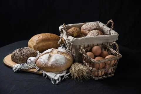Assortment of baked bread Stock Photos