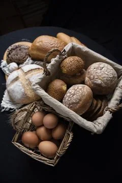 Assortment of baked bread Stock Photos