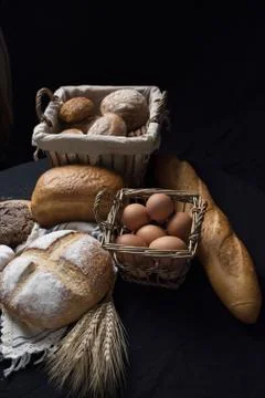Assortment of baked bread Stock Photos