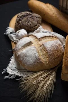 Assortment of baked bread Stock Photos