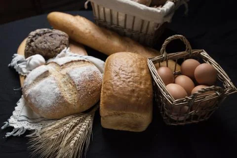 Assortment of baked bread Stock Photos