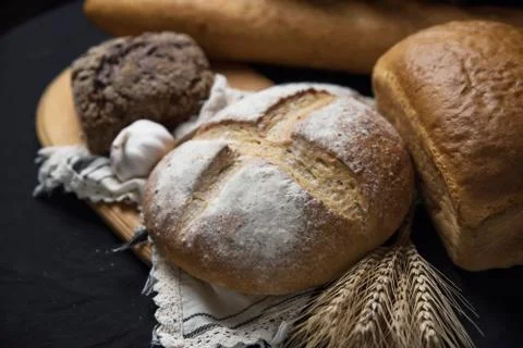Assortment of baked bread Stock Photos