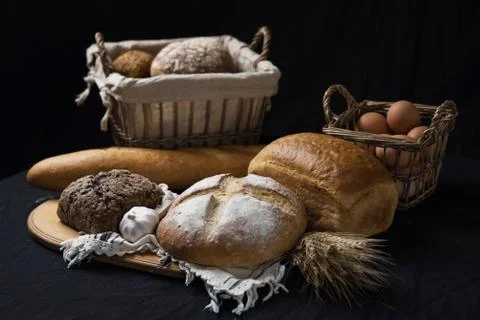 Assortment of baked bread Stock Photos