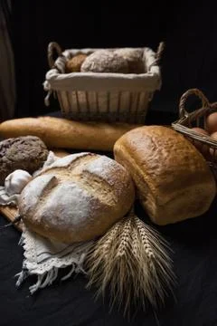 Assortment of baked bread Stock Photos