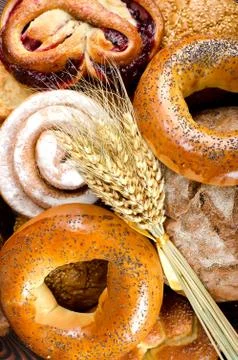 Assortment of bakery fresh breads Stock Photos