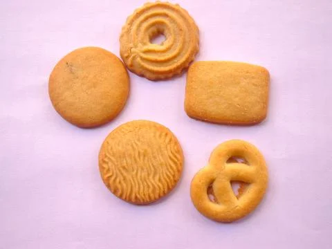 Assortment of Biscuits with different shapes and flavors 스톡 사진