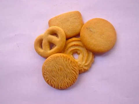 Assortment of Biscuits with different shapes and flavors Stock Photos