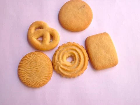 Assortment of Biscuits with different shapes and flavors Stock Photos