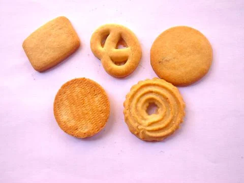Assortment of Biscuits with different shapes and flavors 스톡 사진