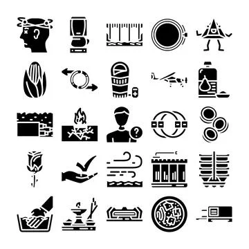 Assortment of black glyph web icons collection Stock Illustration