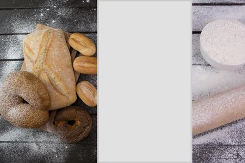 Assortment of bread. Bakery products. Various bread with a beautiful crisp. b Stock Photos