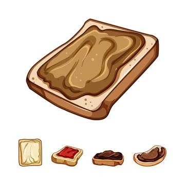 Assortment of breakfast toasts with various sweet spreads 스톡 일러스트